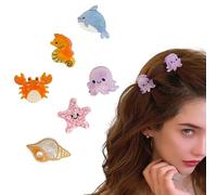 6 fermagli per capelli a forma di animale dell'oceano per donne, polpi, balene, granchi, conchiglie, delfini, cavallucci marini, stelle marine, piccoli artigli per capelli, graziosi accessori per