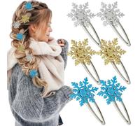 6 fermagli per capelli a forma di fiocco di neve, accessori per capelli invernali blu brillante argento orecchini per capelli carini forcine per capelli da principessa per donne ragazze accessori per