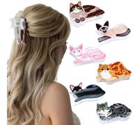 6 fermagli per capelli a forma di gatto, graziosi artigli per capelli a forma di animale, in acetato, antiscivolo, per donne e ragazze, per lo styling quotidiano