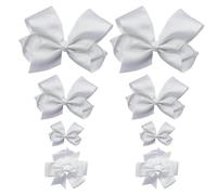 6 fermagli per capelli con fiocco e 2 elastici per capelli, accessori per capelli da ragazza, fermagli per capelli, in tessuto satinato, accessori per capelli per bambini (bianco)