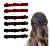 6 fermagli per capelli intrecciati retrò da donna, multistrato, con texture floccata, accessori per capelli spessi e sottili (rosso, nero, caffè)
