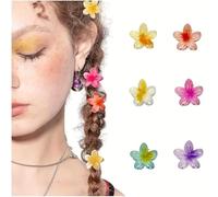 6 fermagli per capelli piccoli a forma di fiore da 4 cm, graziosi, per donne e ragazze, per capelli spessi/sottili, decorazioni per capelli hawaiane, regali di compleanno (multicolore)