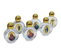 6 fiaschette in vetro intricato con coperchio in metallo per cerimonie spirituali essenziali artefatto devozionale dispenser d'acqua nave da viaggio religiosa