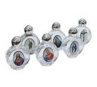 6 fiaschette in vetro intricato con coperchio in metallo per cerimonie spirituali essenziali artefatto devozionale dispenser d'acqua nave da viaggio religiosa