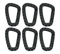 6 fibbie a moschettone, fibbie in plastica, moschettone, moschettone, clip ad anello, moschettone, clip da trekking, adatte per campeggio, alpinismo, viaggi (nero)