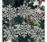 6 fiocchi di neve in argento grandi ornamenti da 30,5 cm con glitter in plastica per inverno, interni ed esterni, albero di Natale, decorazioni per stanze giganti, fiocchi di neve