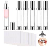 6 flaconi da viaggio da 30 ml con imbuto ed etichette, dispenser airless trasparenti per trucco, lozioni, creme, sieri e fondotinta
