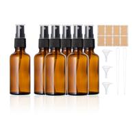 6 flaconi spray in vetro vuoto 50ml, piccoli bottiglia spray in vetro marrone da riempire con imbuto pipette ed etichette per oli essenziali, profumi
