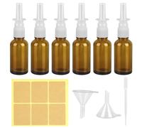 6 flaconi spray nasali vuoti da 30 ml di ambra spray nasale bottiglia di vetro ricaricabile con etichetta, 2 imbuti, contagocce, a prova di perdite, per profumi, oli essenziali, soluzione salina,