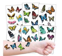 6 Fogli 3D Flash Farfalla Tatuaggi temporanei per Bambini, Impermeabile Finti Tatuaggio Tattoos Adesivi per Ragazza Bambini Festa di Compleanno Regalo
