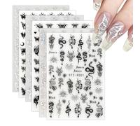 6 fogli adesivi adesivi per unghie, autoadesivi a farfalla Deco Unghie Nero serpente manicure arte design adesivi chiodo chiodo Nail Art Sticker stella luna per donne ragazze fai da te