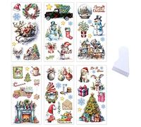 6 Fogli Adesivi di Trasferimento Natale Adesivi Trasferimento Decorativi Albero di Natale Pupazzo di Neve Fiocco di Neve Adesivi Vintage per Mobili Vetro Legno Scrapbooking Album Diario Calendario