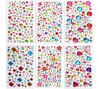 6 Fogli Adesivi per Bambini, 3D Stickers per Puffy Adesivi per Regali Gratificanti Scrapbooking, Adesivi ricompensa con diamanti in cristallo fai-da-te per bambini, Adesivi 3D per bambini