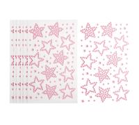 6 Fogli Adesivi Stella con Gemme, per Faccia, Rosa