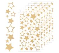 6 fogli di adesivi a forma di stella, 252 pezzi, adesivi decorativi a forma di stella, autoadesivi, per fai da te, decorazioni natalizie, lavori di bricolage (oro)