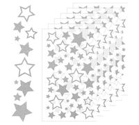 6 fogli di adesivi a forma di stella, 252 pezzi, adesivi decorativi a forma di stella, autoadesivi, per fai da te, decorazioni natalizie, lavori di bricolage (argento)