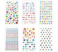 6 Fogli di Adesivi con Colla per Cristalli, con pinzetta, Adesivi per Bambini, 3D Stickers per Puffy Adesivi per Regali Gratificanti Scrapbooking
