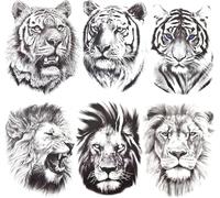 6 Fogli Grande Tatuaggi Temporanei per Uomini Donne, Impermeabile Realistico Tat