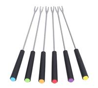 6 forchette per fonduta in acciaio inossidabile, forchette lunghe per fonduta di formaggio con codice colore da 9,1 pollici, bastoncini più piccoli con manico resistente al calore