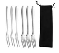 6 Forchette Per Posate In Acciaio Inossidabile E 1 Sacchetto Per Posate, Forchette Da Frutta, Forchette Da Dessert, Forchette Da Cibo, Utensili Da Forno, Utensili Da Cucina