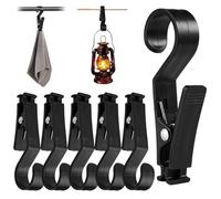 6 ganci appendiabiti con clip, Grandi Ganci in Plastica Antiscivolo, Tenda da Campeggio Pinza per Appendere, Neri Ganci per Bucato per Asciugamani, Cappelli, Tende, Vestiti, Asciugamani da Bagno