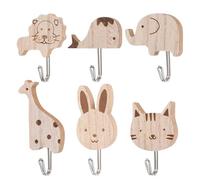 6 ganci per animali domestici - ganci da parete per animali in legno | appendini adesivi per cappotti e tovaglioli con ganci in metallo | organizzatori decorativi poco ingombro