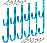 6 Gancio a Palo da Piscina Staffe Metalliche Nuoto Ganci per Piscina con 12 Viti per Aste Telescopiche, Skimmer, Foglie Rastrelli, Rete, Spazzola, Tubi Sottovuoto, Accessori Giardino e Piscina (Blue)
