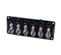 6 Gang Metal Rocker Switch Panel w/ LED Circuit Breaker Fuse Box Car Marine Boat