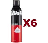 6 GILLETTE CLASSICA SCHIUMA DA BARBA 200ML NUOVA RASATURA