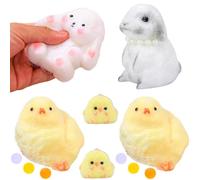 6 Giocattoli Taba Squishy Toys, Ultra Morbidi Pulcini per Alleviare lo Stress, Squeeze Giocattoli, Cute Coniglio Squishy Kawaii Animali Squishy, Antistress Giocattolo per Bambini e Adulti (A)