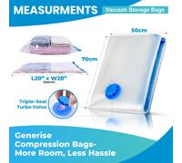 6 Grande Vuoto Conservazione Forte Plastica Borse Salvaspazio Jumbo Compressione