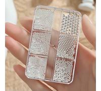 6 griglie di cristalli trasparenti per unghie, diamanti, di lusso, a forma di cuore, quadrate, per nail art, pietre per unghie in vetro scintillante, fai da te, ciondoli-ZB71-1