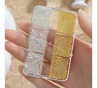 6 griglie di cristalli trasparenti per unghie, diamanti, di lusso, a forma di cuore, quadrate, per nail art, pietre per unghie in vetro scintillante, fai da te, ciondoli-ZB71-3