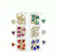 6 griglie di cristalli trasparenti per unghie, diamanti, di lusso, a forma di cuore, quadrati, per nail art, pietre per unghie in vetro scintillante, ciondoli fai da te-ZB87