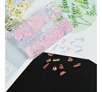 6 griglie di cristalli trasparenti per unghie, diamanti, di lusso, a forma di cuore, quadrati, per nail art, pietre per unghie in vetro scintillante, fai da te, ciondoli-JZ074-01H