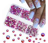 6 griglie di cristalli trasparenti per unghie, diamanti, quadrate, di lusso, a forma di cuore, per nail art, pietre per unghie in vetro scintillante, fai da te, ciondoli-ZB017-13