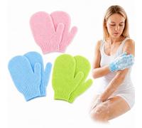 6 guanti esfolianti da bagno e corpo, guanti da doccia in bambù, per rimuovere i peli incarniti e la pelle morta, per doccia, spa, massaggi e rimozione delle cellule morte (rosa, blu, verde)