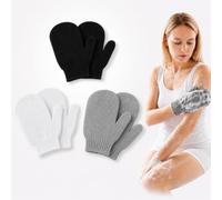 6 guanti esfolianti da bagno e corpo, guanti da doccia in bambù, per rimuovere i peli incarniti e la pelle morta, per doccia, spa, massaggi e rimozione delle cellule morte (grigio, nero, bianco)