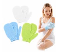 6 guanti esfolianti da bagno e corpo, guanti da doccia in bambù, per rimuovere i peli incarniti e la pelle morta, per doccia, spa, massaggi e rimozione delle cellule morte (verde, blu, bianco)