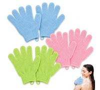 6 guanti esfolianti da bagno e corpo, guanti da doccia in bambù, per rimuovere i peli incarniti e la pelle morta, per doccia, spa, massaggi e rimozione delle cellule morte (blu, verde, rosa)