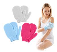 6 guanti esfolianti da bagno e corpo, guanti da doccia in bambù, per rimuovere i peli incarniti e la pelle morta, per doccia, spa, massaggi e rimozione delle cellule morte (grigio, blu, rosso)