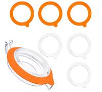 6 Guarnizioni in Silicone Barattoli, 9,5 cm Guarnizioni Ermetiche in Silicone Anelli di Tenuta di Ricambio a Tenuta Stagna per Barattoli Vetro per Conserve Mason a Bocca Normale (Bianco, arancione)