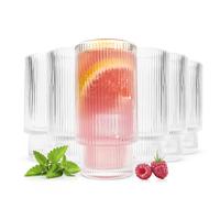 6 Impilabili Bicchieri-Cocktail 330ml Rigate Bicchieri di Succo Highball