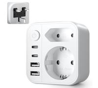 6 in 1 Adattatore Presa Inglese, Adattatore da Viaggio UK, 4 Porte USB EU to UK Adattatore presa con Interruttore,2 U-SB C & 2 U-SB A (3.4A 17W) Adattatore Presa Tipo G per Regno Unito, Irlanda, Malta