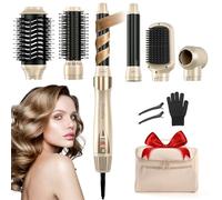 6 in 1 Asciugacapelli Air Styler, 110,000GIRI/MIN Spazzola Rotante per Capelli con Tecnologia Ionica, Spazzole Rivestite in Ceramica per Styling Liscio, Onde, Volumizzante, con Borsa da Viaggio