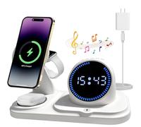 6 in 1 Caricatore Wireless per iPhone con Altoparlante Bluetooth,Stazione di Ricarica Rapida per iPhone 17/16/15/14/13/12/11/Pro/Max/Plus, per Apple Watch ed AirPods