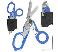 6 in 1 cesoie multifunzione pieghevoli per traumi con fondina compatibile, forbici di emergenza per il campeggio all'aperto, strumenti di salvataggio (blu)