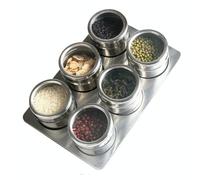 6 in 1 cucina in acciaio inox sale condimento set barattoli di spezie contenitor