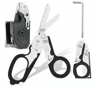6 in 1 Emergency Response Shears: Outdoor Folding Pliers Integrating Multi-Functional Tool Pliers, Belt Cutter and Window Breaker (Black)