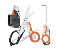 6 In 1 Emergency Shears, Stainless Steel Trauma Shears Foldable, Multi-function Emergency Response Scissors with Holster for Outdoor Camping Rescue Medical (black and orange)